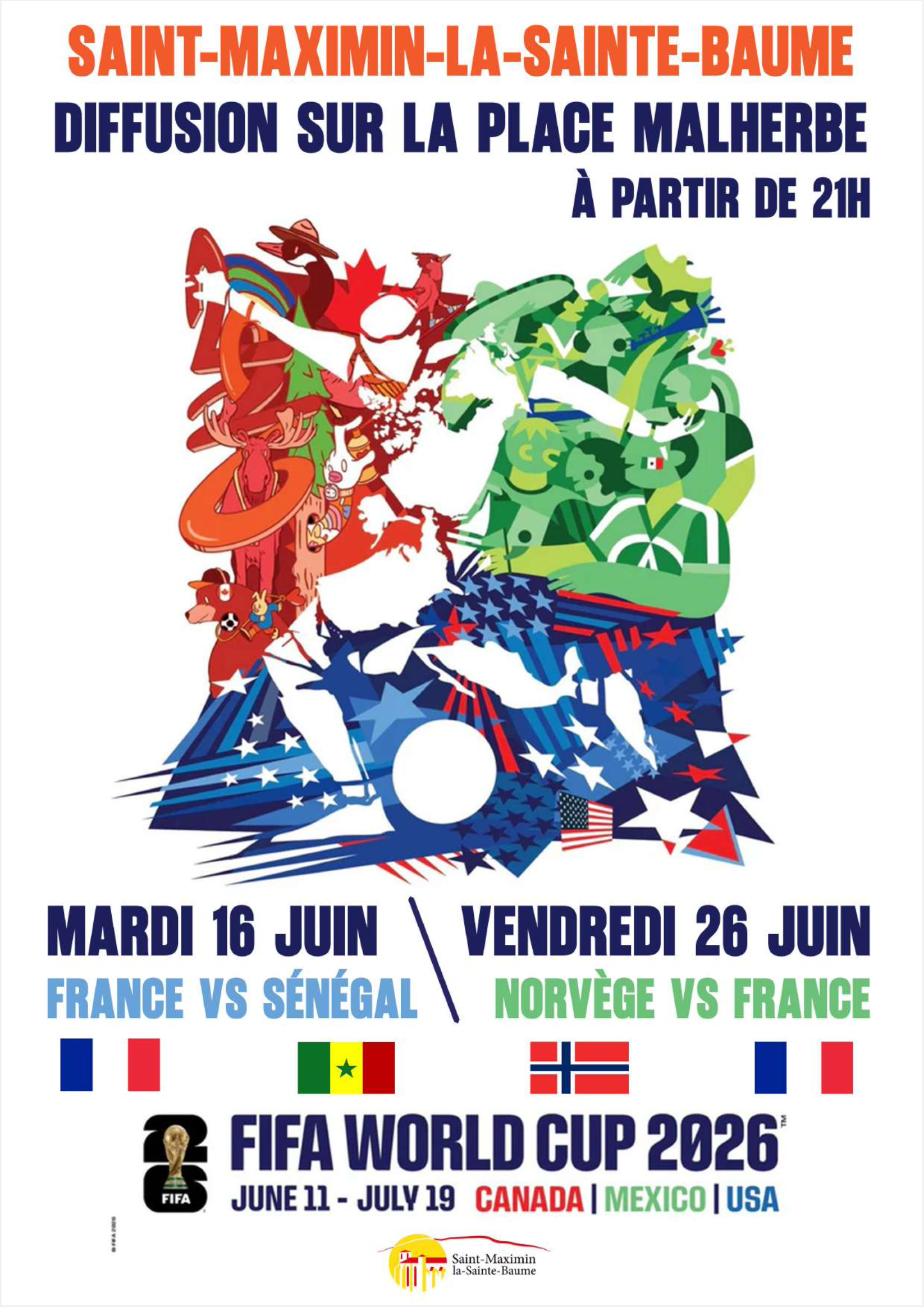 Diffusions du match de foot France/Sénégal @ Place Malherbe