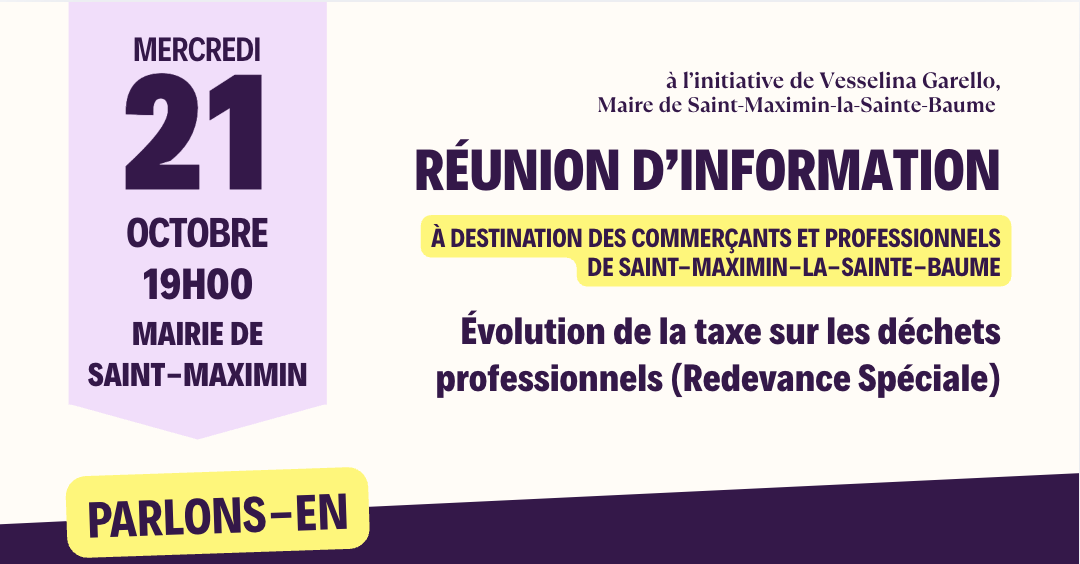 Réunion d'information : évolution sur la taxe des déchets professionnels @ Hôtel de ville - Salle Sud